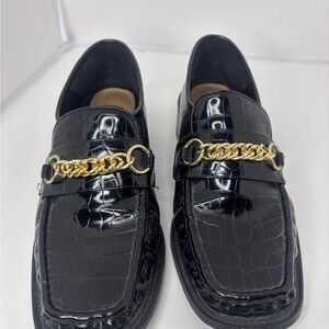 Luxurious Black Loafers with Gold Chain by ASOS Mens 7